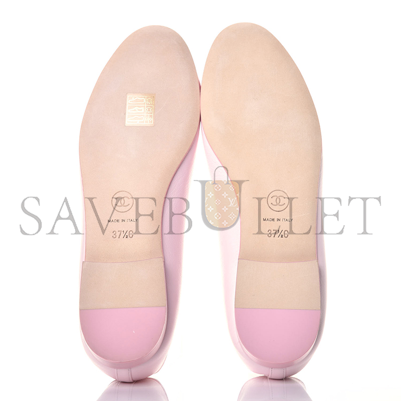 Ch**el lambskin cc cap toe ballerina flats light pink 763271